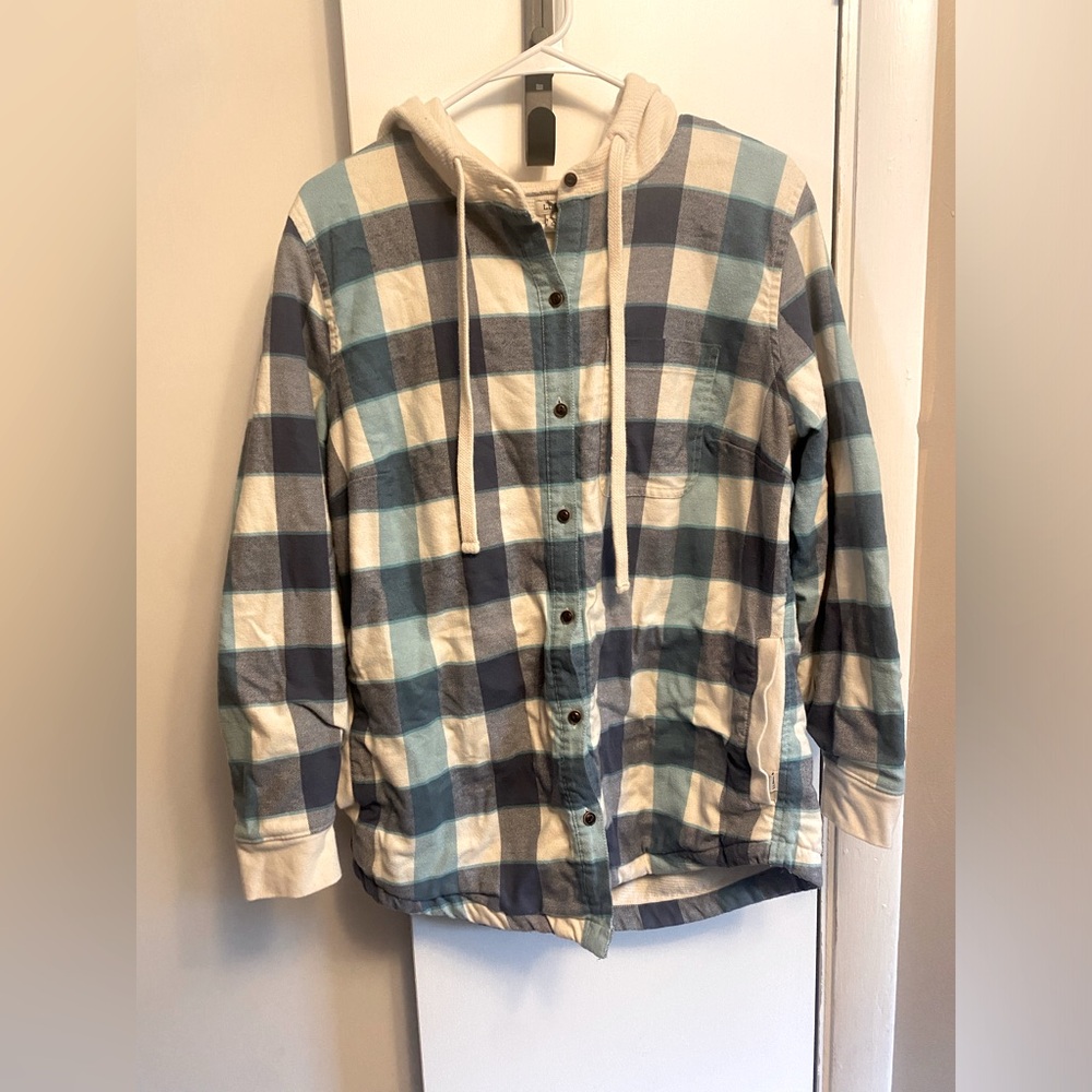 L.L Bean Purple and Blue Plaid Shacket Sz Medium